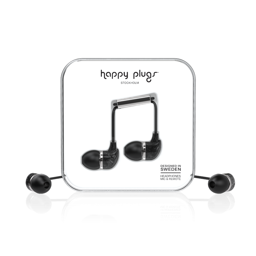 [OPEN BOX] HAPPY PLUGS Deluxe In-Ear Headphones Black Marble