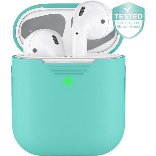 غطاء سيليكون واقٍ من KEYBUDZ PodSkinz لسماعات AirPods 1 و 2 - أزرق ماسي 