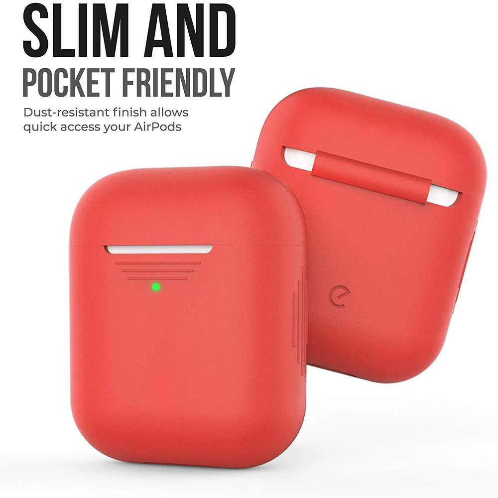 [OPEN BOX] KEYBUDZ PodSkinz Protective Silicone Cover for AirPods 1  and  2 - Lava Red