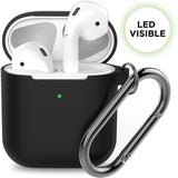 [علبة مفتوحة] حافظة مفاتيح KEYBUDZ PodSkinz مع حلقة تعليق لسماعات AirPods 1 و 2 - أسود 