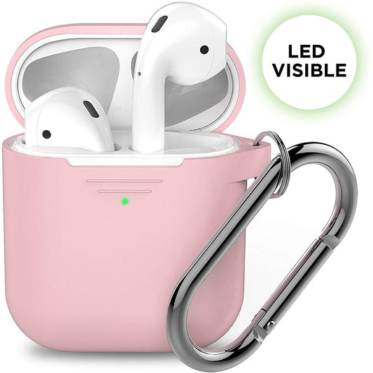 حافظة مفاتيح KEYBUDZ PodSkinz مع حلقة تعليق لسماعات AirPods 1 و 2 - وردي 