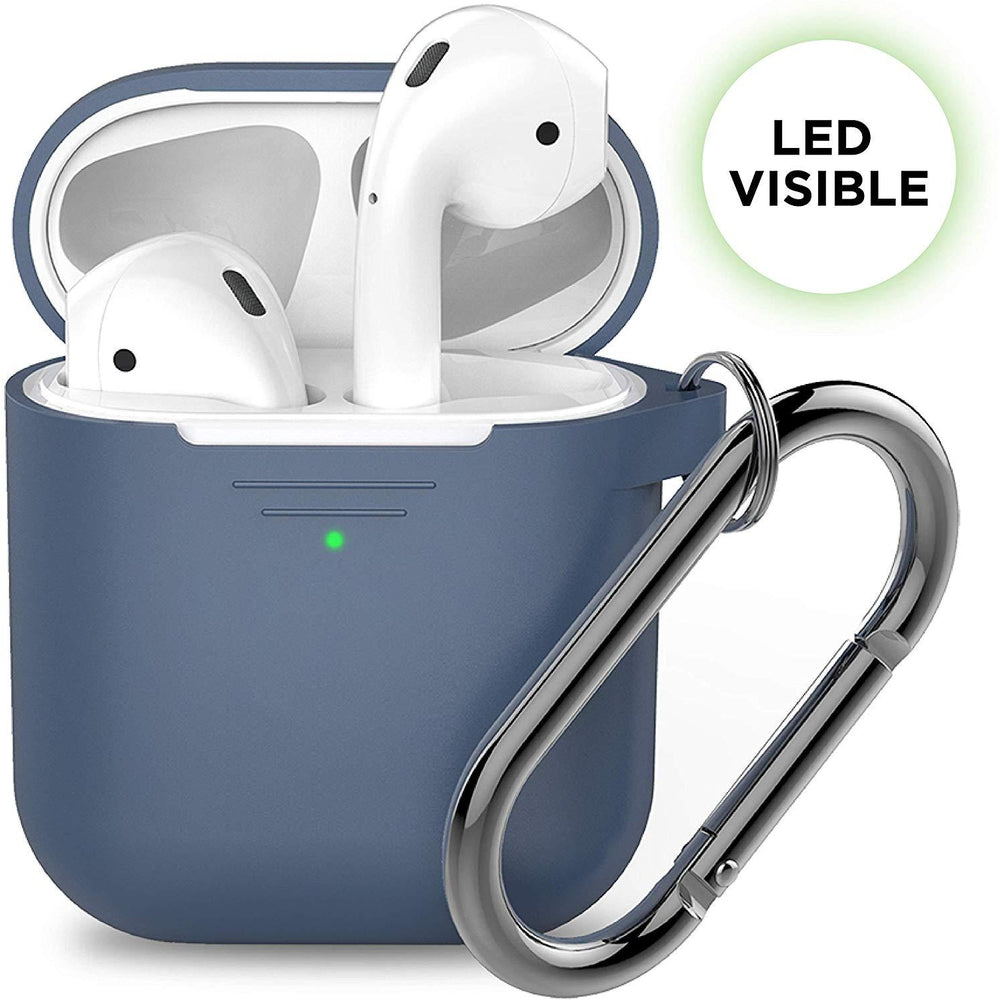 [علبة مفتوحة] حافظة مفاتيح KEYBUDZ PodSkinz مع حلقة تعليق لسماعات AirPods 1 و 2 - أزرق كوبالت 