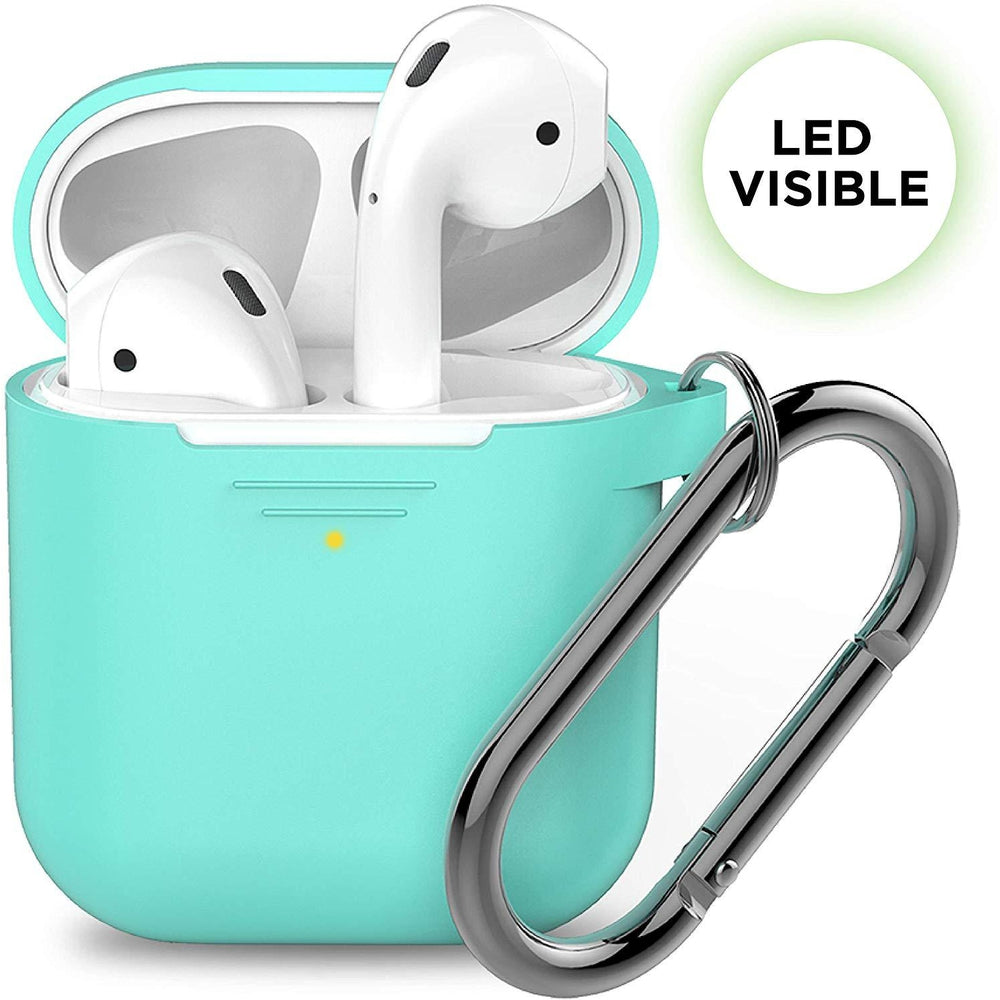 [علبة مفتوحة] حافظة مفاتيح KEYBUDZ PodSkinz مع حلقة تعليق لسماعات AirPods 1 و 2 - أزرق ماسي 