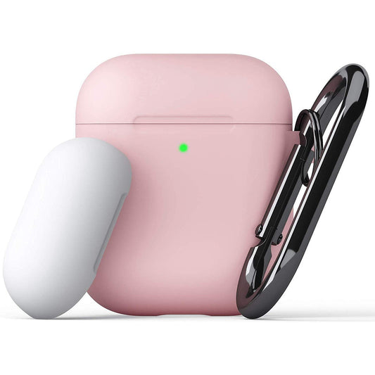 [علبة مفتوحة] غطاء KEYBUDZ PodSkinz Switch مع حلقة تعليق لسماعات AirPods 1 و 2 - وردي فاتح 