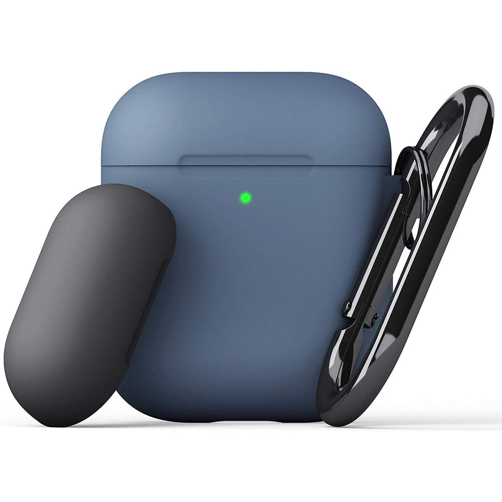 [علبة مفتوحة] حافظة KEYBUDZ PodSkinz Switch مع حلقة تعليق لسماعات AirPods 1 و 2 - أزرق كوبالت 