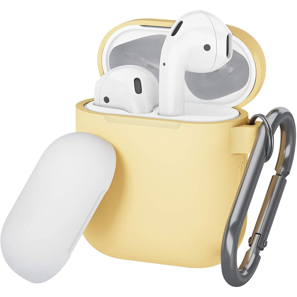 [OPEN BOX] KEYBUDZ PodSkinz Switch Case with Carabiner for AirPods 1  and  2 - Pastel Yellow