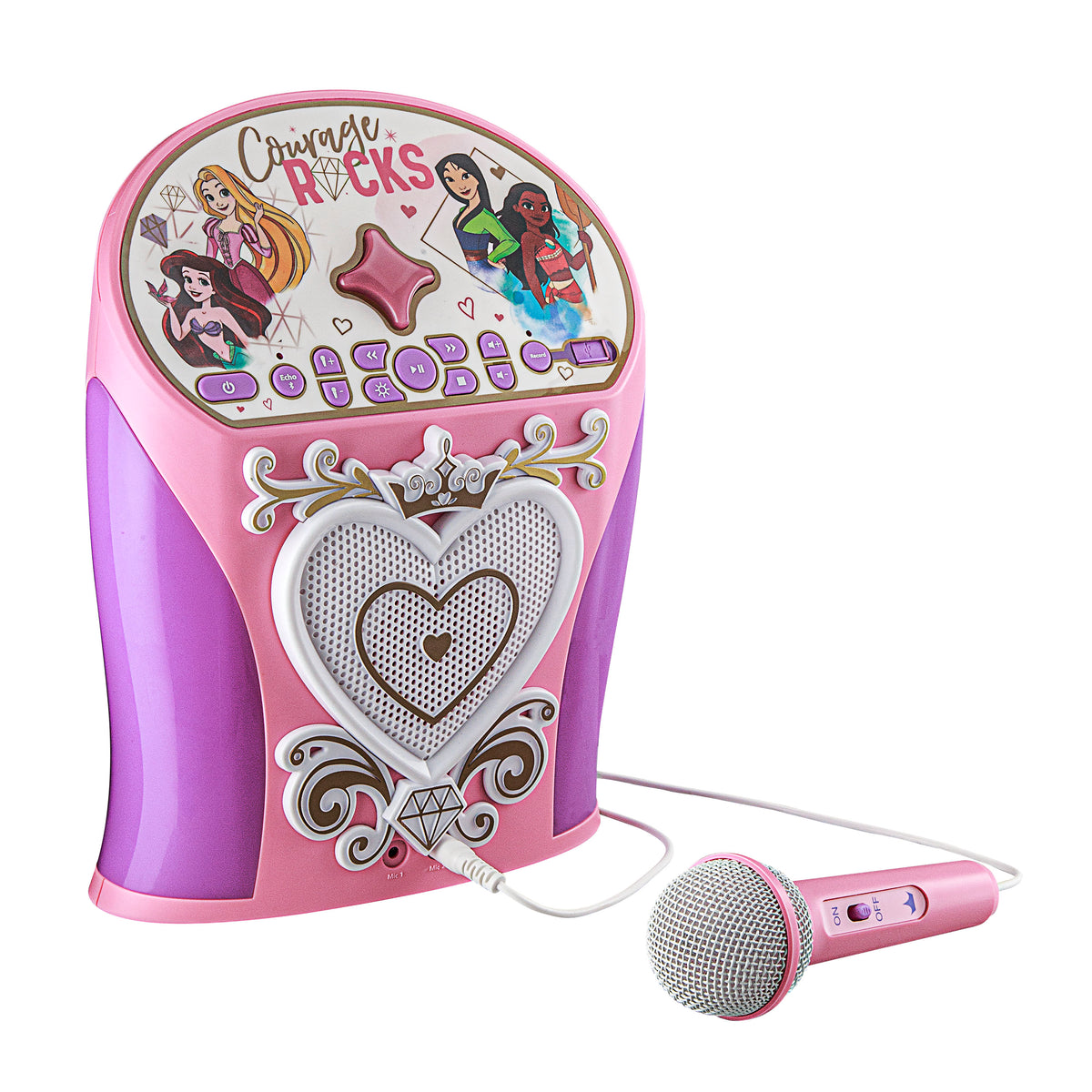 KIDdesigns Disney Princess Bluetooth Karaoke Machine w/ Microphone for Kids - Multi-color