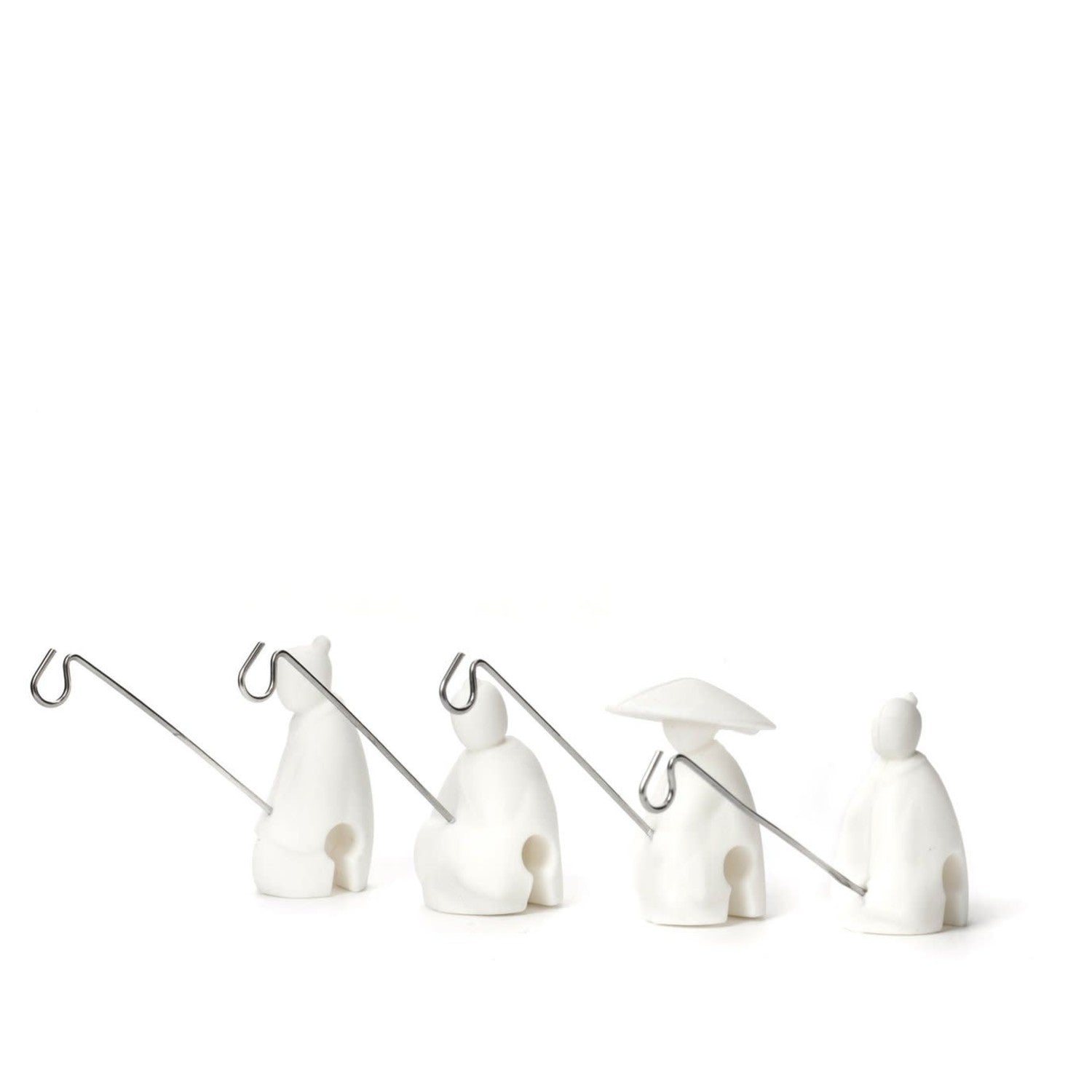 KIKKERLAND Tea Holder Fisherman - Set of 4 - White