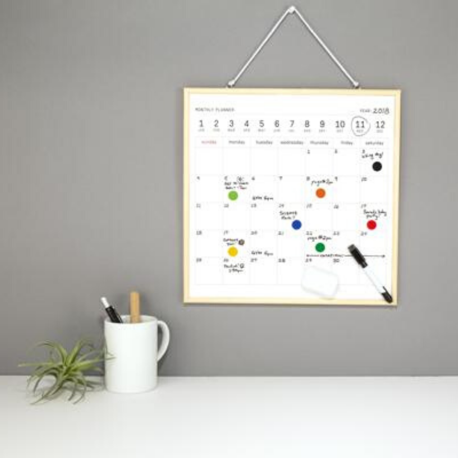 KIKKERLAND Mini White Board Calendar - White