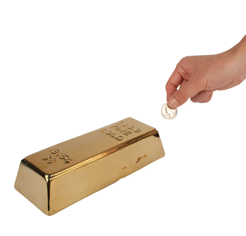 KIKKERLAND Ceramic Gold Bar Coin Bank - Gold
