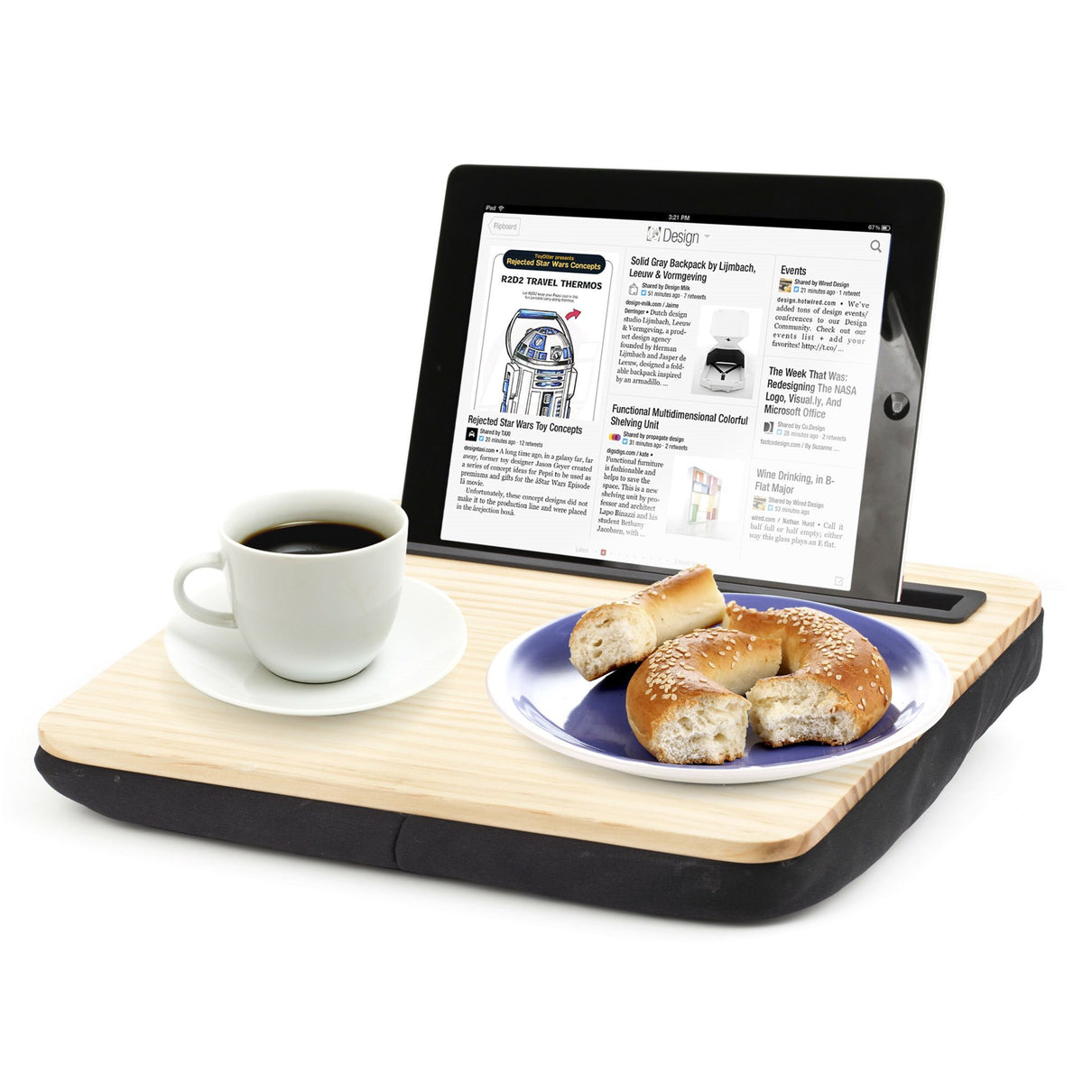 KIKKERLAND iBed Lap Desk and Tablet or NoteBook Holder - Large - Wood