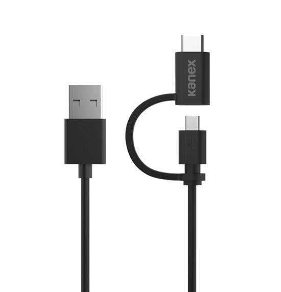 KANEX Micro USB Charge and Sync Cable with USB C Connector Adapter