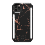 [علبة مفتوحة] غطاء هاتف LUMEE Duo مع إضاءة سيلفي لهاتف iPhone 11 Pro - تصميم رخامي معدني - أسود وذهبي وردي