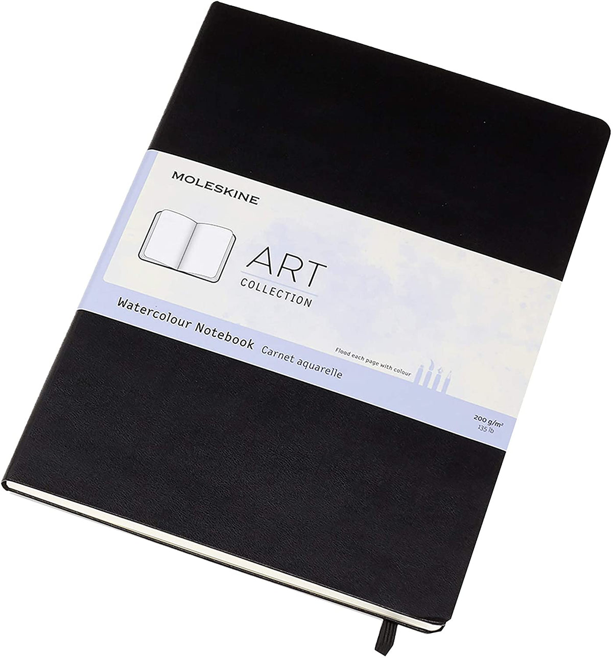 MOLESKINE Classic Watercolour Notebook - Paper Suitable for Watercolour Pencils and Paints - Hard Cover and Elastic Closure - A4 Size - Black