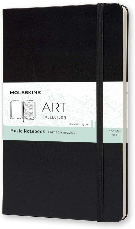 MOLESKINE Art Collection Music Notebook with Hard Cover and Elastic Closure - Paper Suitable for Pens, Pencils and Fountain Pens - Black