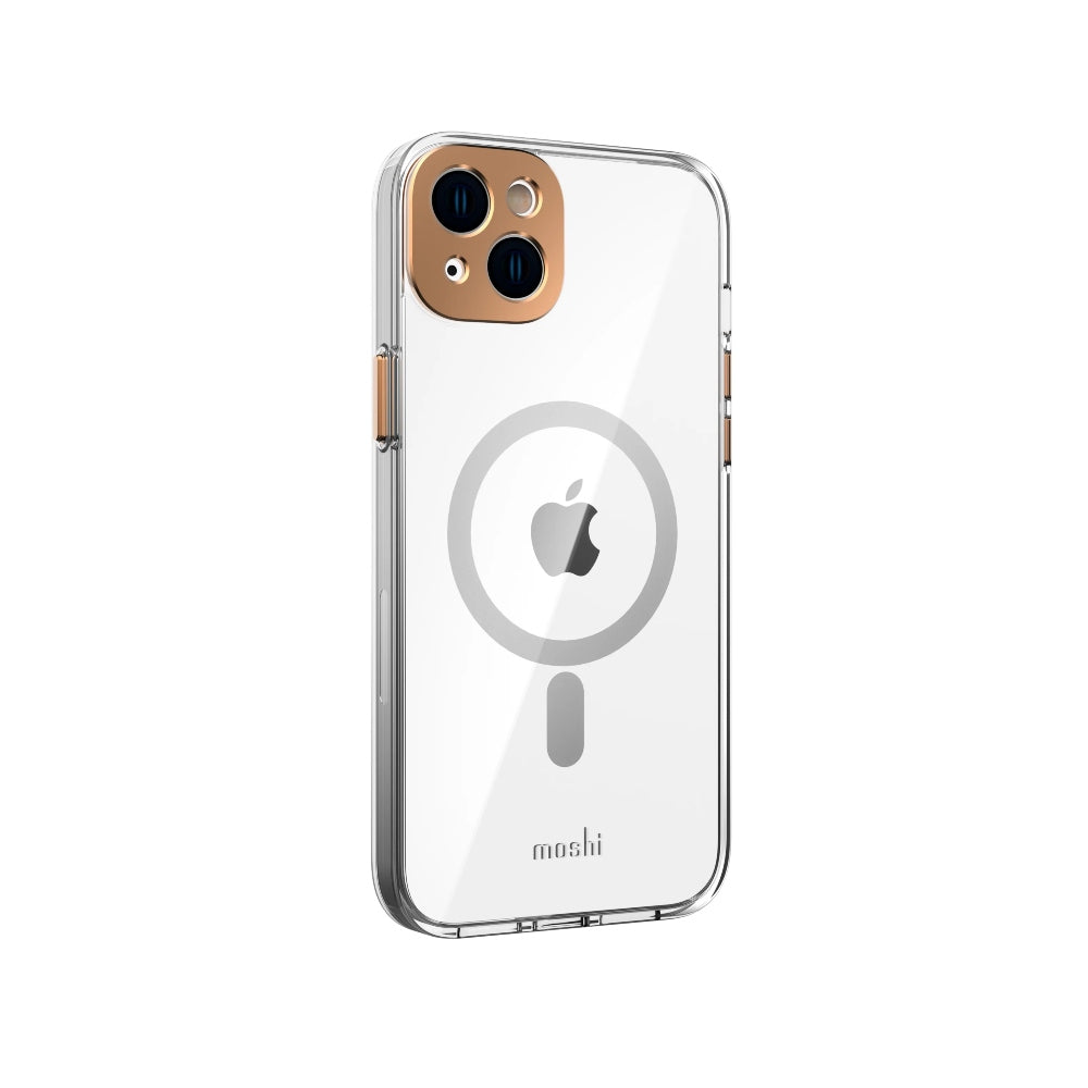 جراب MOSHI لهاتف iPhone 14 Plus - iGLAZE مع MagSafe وغطاء للكاميرا - ذهبي