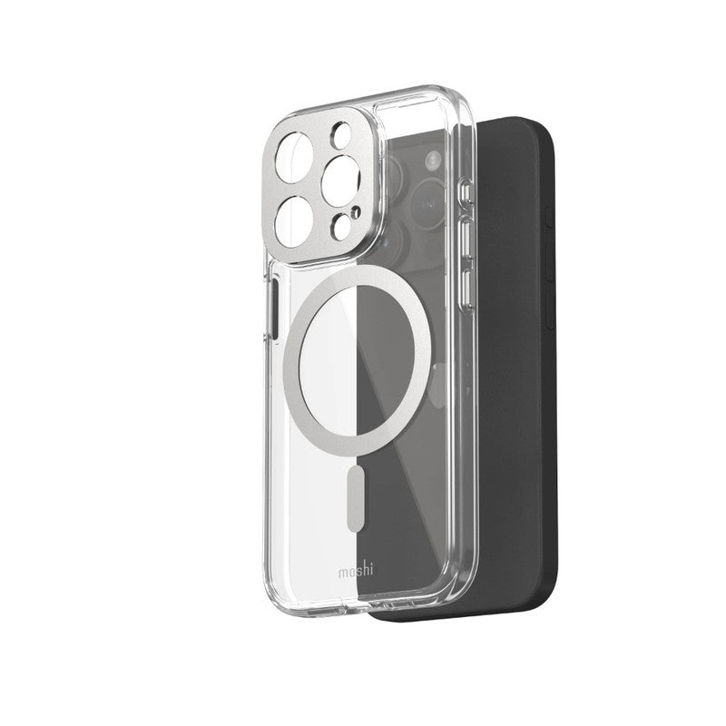 MOSHI iGlaze  iPhone 15 Pro 2023 Case - MagSafe Compatible - Silver