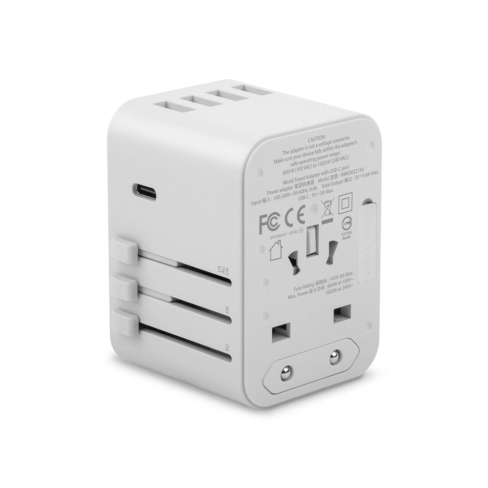 [OPEN BOX] MOSHI World Travel Adapter with USB-C and USB-A Ports - White