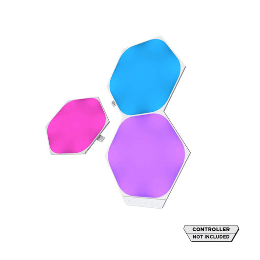 NANOLEAF Shapes Hexagons Expansion Pack - Smart WiFi LED Panel System w/ Music Visualizer - 3 Pack - White - controller not included