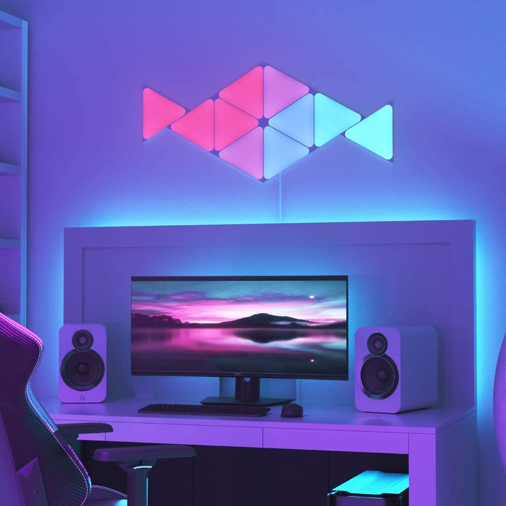 NANOLEAF Shapes Triangles Expansion Pack - Smart WiFi LED Panel System w/ Music Visualizer - 3 Pack - White - controller not included