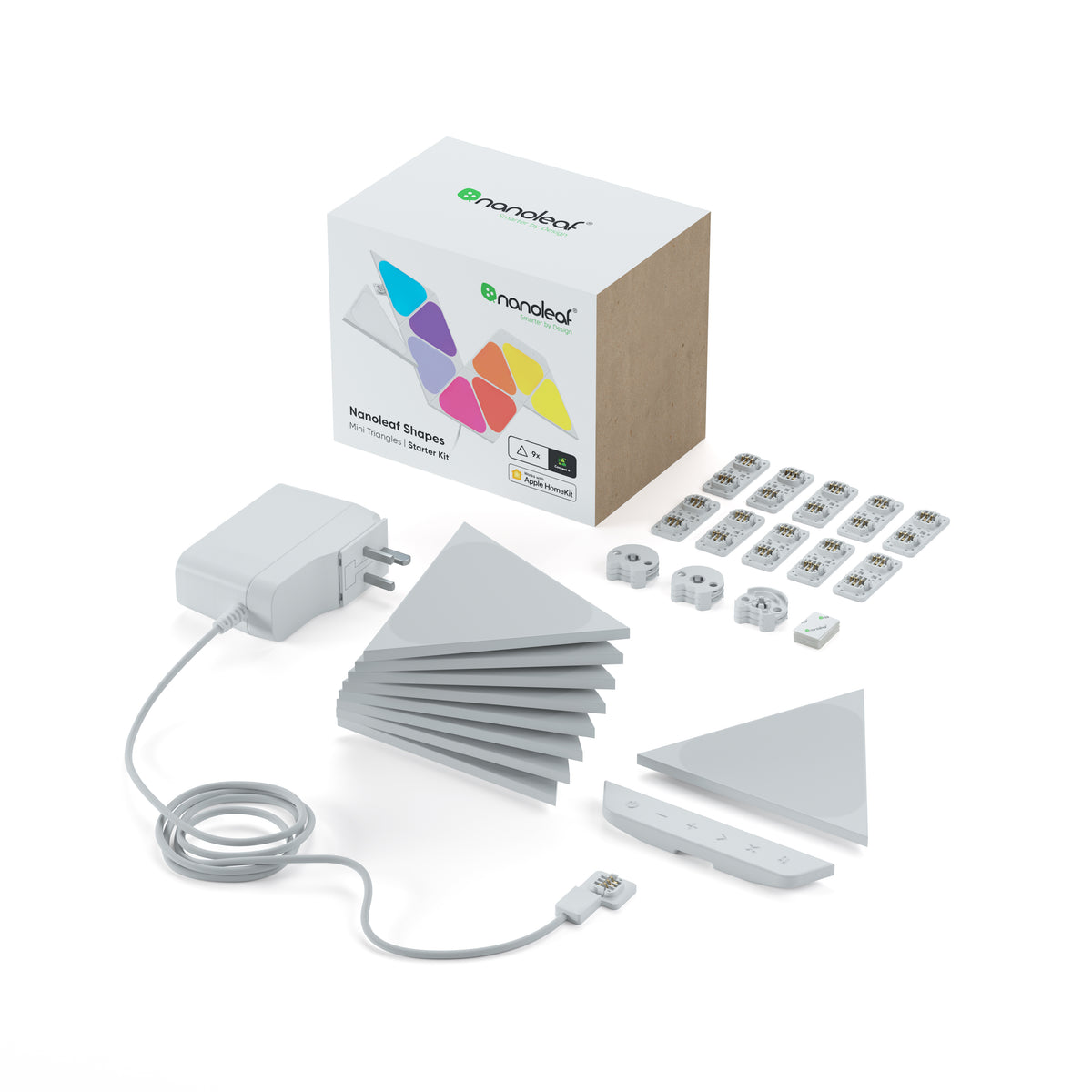 NANOLEAF Triangles Mini Starter Kit - Smart WiFi LED Panel System w/ Music Visualizer - 9 Pack UK - White + FREE Installation in UAE