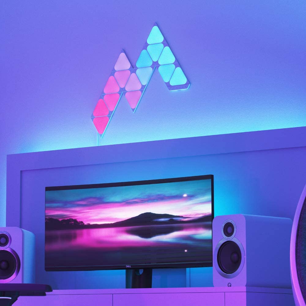 [OPEN BOX] NANOLEAF Shapes Triangles Mini Expansion Pack - Smart WiFi LED Panel System w/ Music Visualizer - 10 Pack - White - controller not included