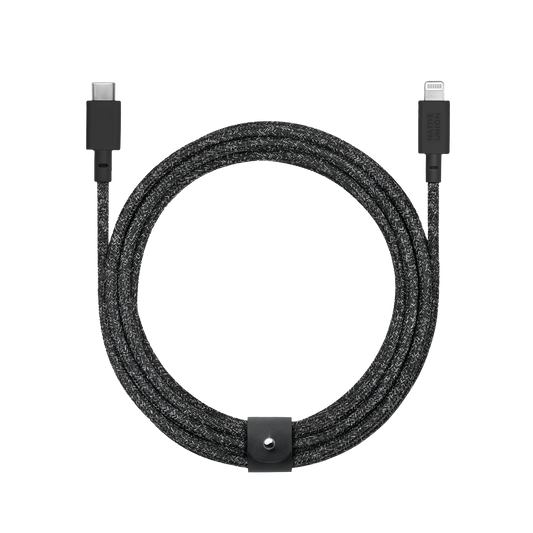 Native Union BELT USB-C to LIGHTNING Cable 10Ft - Braided Nylon PD Cable, w/ Leather Strap, for Apple iPhone 12/Pro/Max, 11/Pro/Max, XS/XR/X/Max, 8/8 Plus, iPad/iPad Air - Cosmos