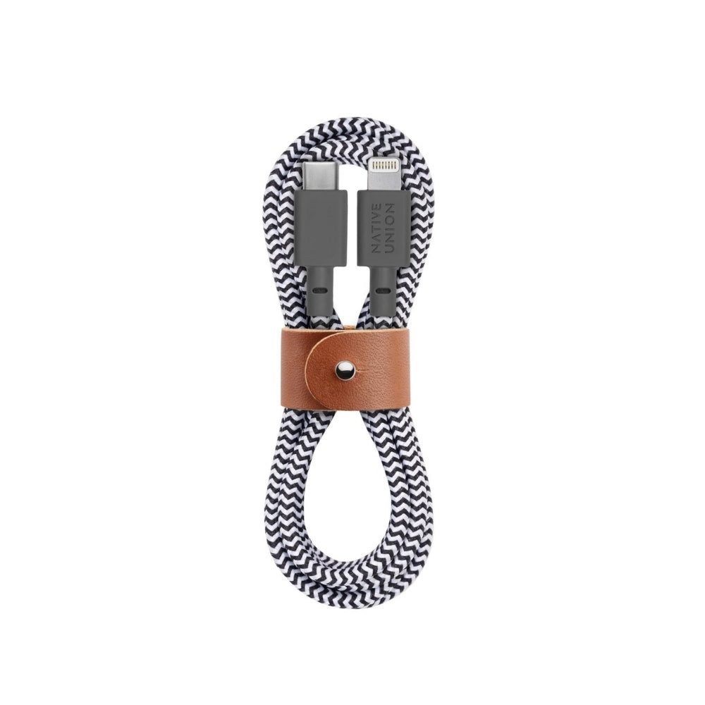 NATIVE UNION Belt USB-C to Lightning Charging Cable - 1.2M - Zebra