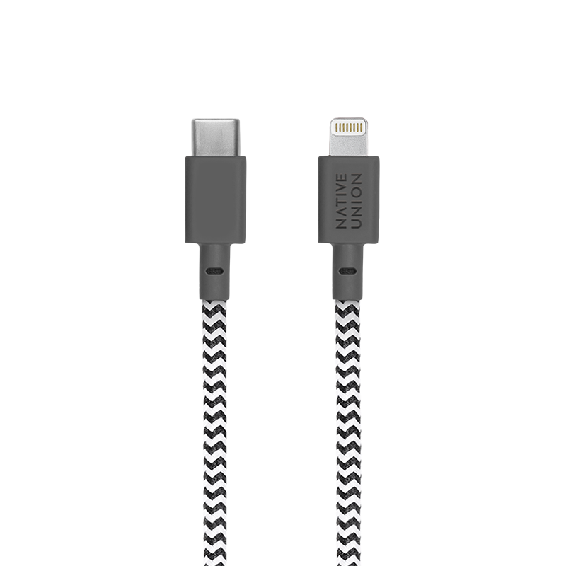 NATIVE UNION Belt USB-C to Lightning Charging Cable - 3M - Zebra