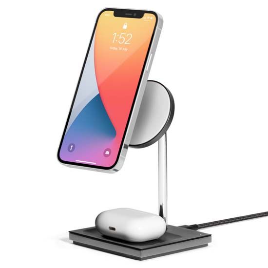 NATIVE UNION Snap Magnetic 2-in-1 Wireless Charger - White/Gray