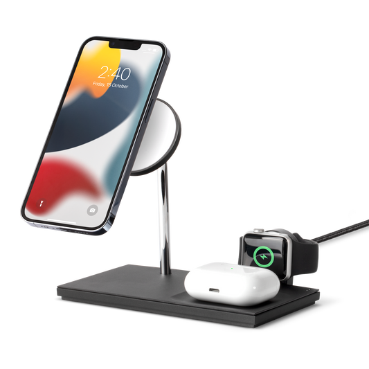 Native Union Snap 3-in-1 Magnetic Wireless Charger – for Apple iPhone 13/12, AirPods (Pro) & Apple Watch – Detachable Watch Puck with Extra USB-C Port – Adjustable Angle & Discreet LED Indicators