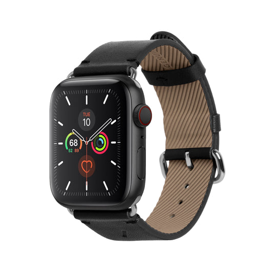 Native Union Classic Strap for Apple Watch 42/44mm – Genuine Italian Nappa Leather, Stainless Steel Hardware w/ Soft Nubuck Leather Backing, for Apple Watch SE/6/5/4/3/2/1 - Black
