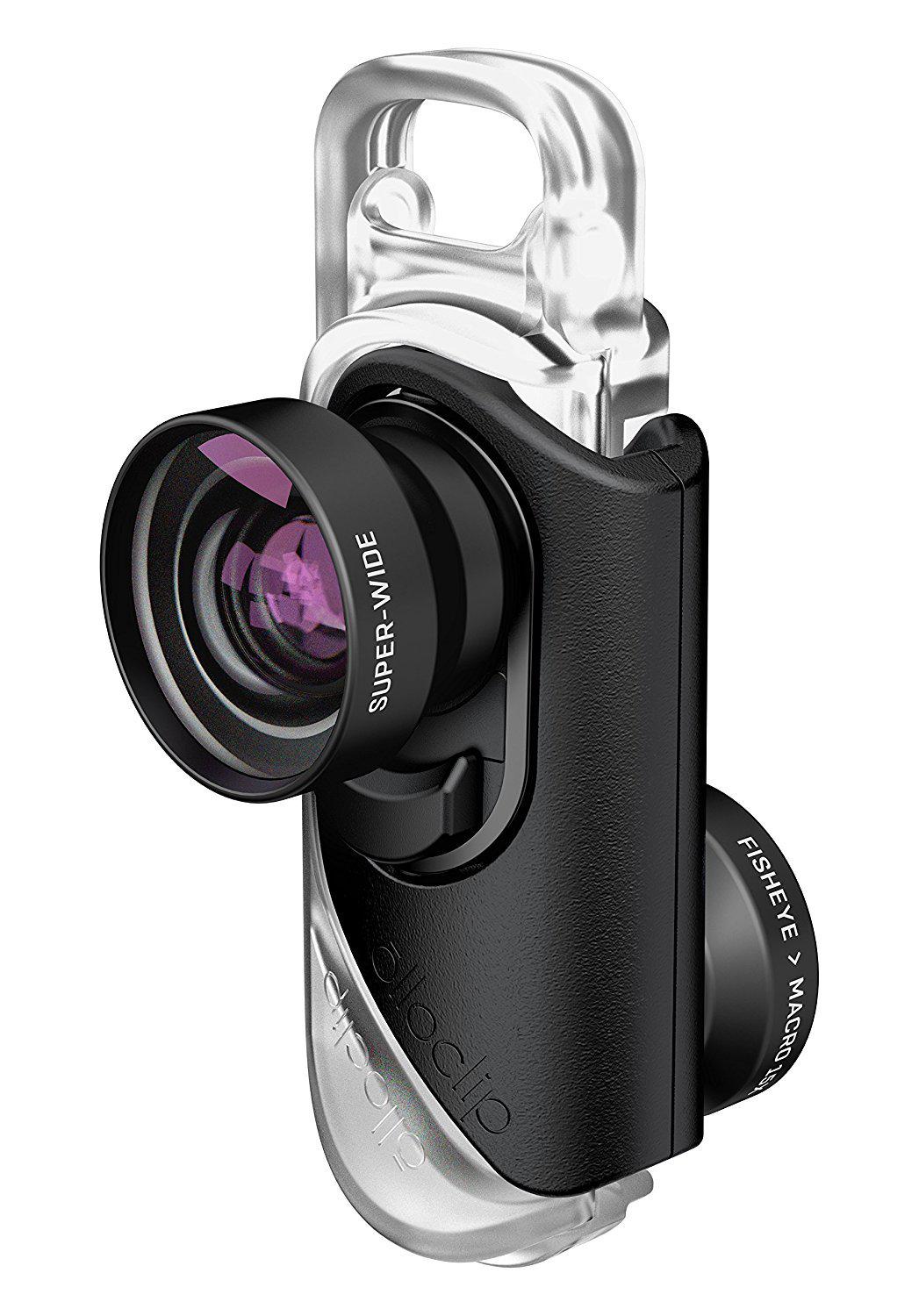 OLLOCLIP 3-In-1 Lens With Pendant And Stand Black / Black for iPhone 8-7/8-7 Plus