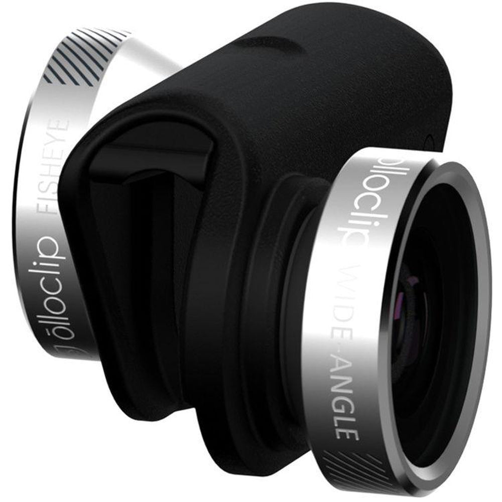OLLOCLIP 4-IN-1 Lens With Pendant Silver Lens/Black Clip - For iPhone 6/6Plus