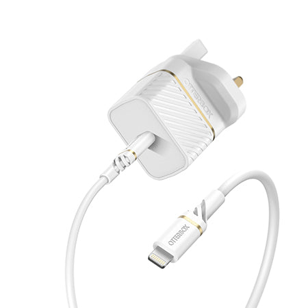[OPEN BOX] OTTERBOX UK Wall Charger 20W with  USB-C Cable 1M Rugged Fast Compact Charger for USB-C Devices - White