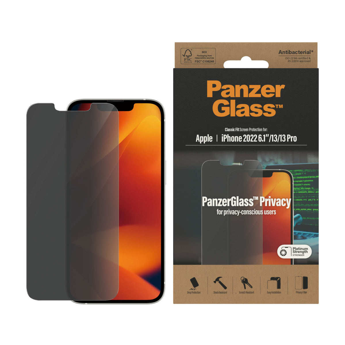 PANZERGLASS iPhone 14 - Classic Fit Privacy Screen Protector - Clear