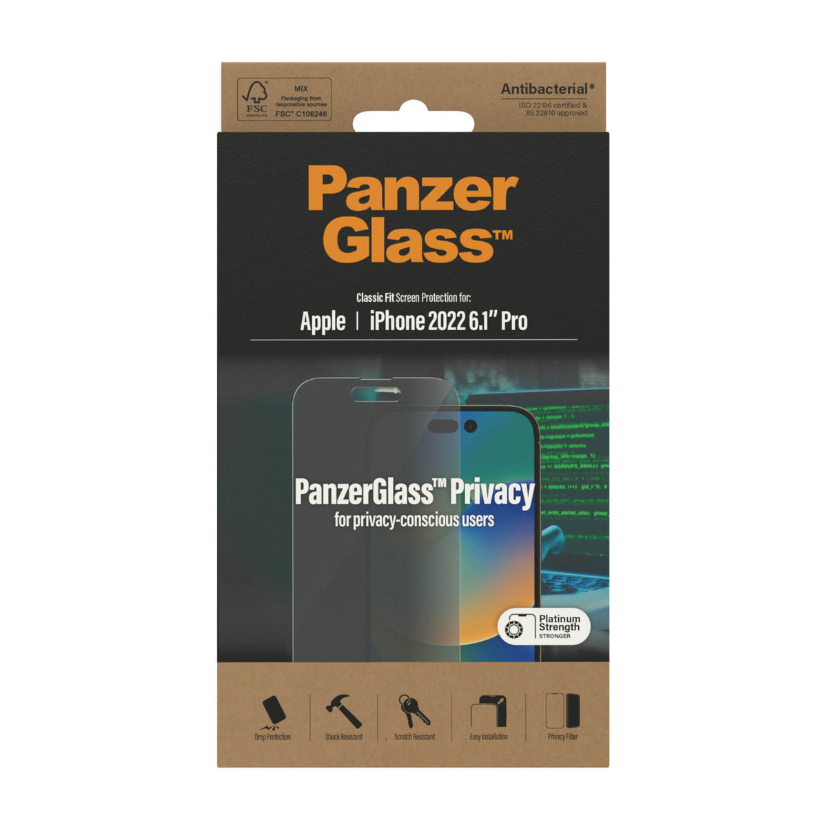 PANZERGLASS iPhone 14 Pro - Classic Fit Privacy Screen Protector - Clear