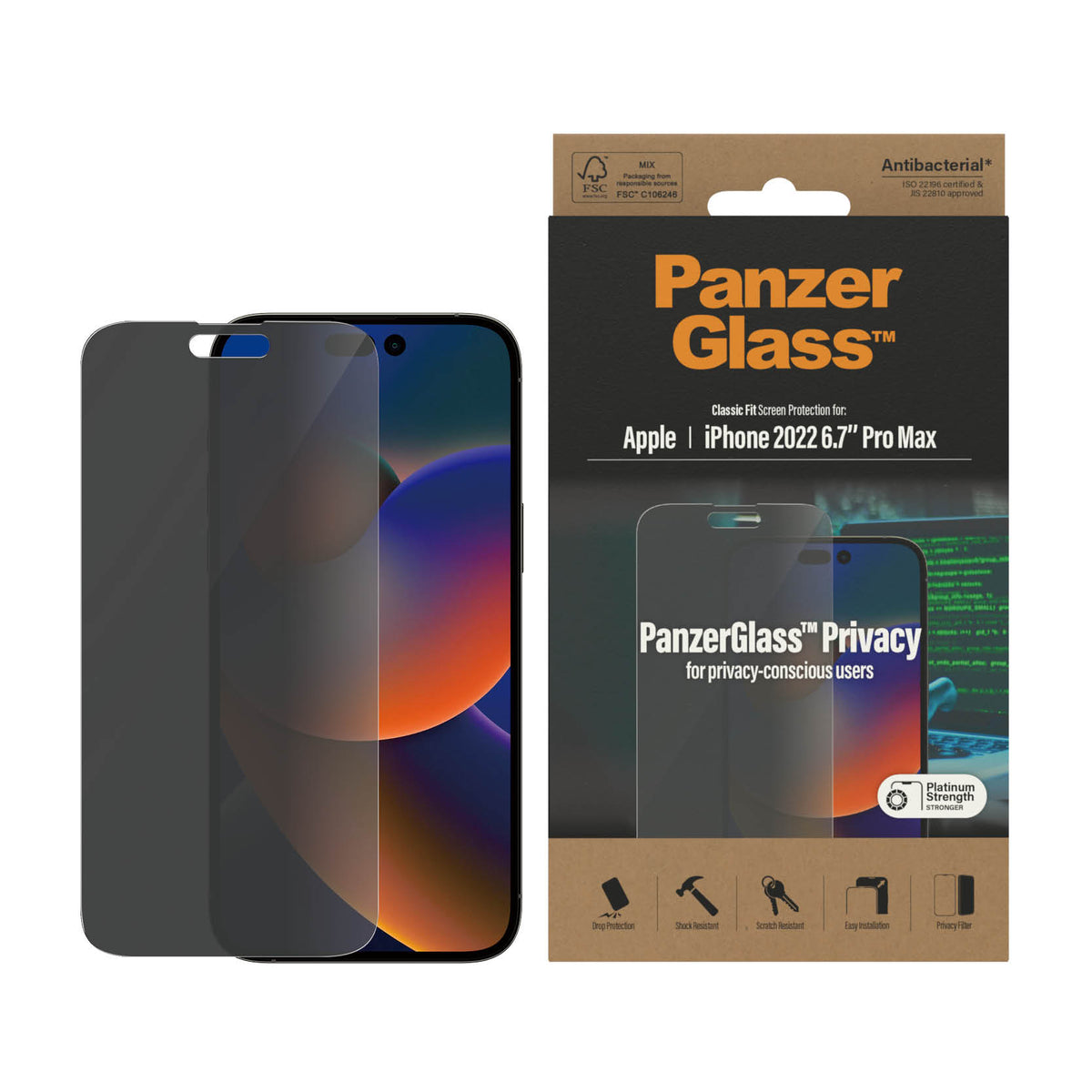 PANZERGLASS iPhone 14 Pro Max - Classic Fit Privacy Screen Protector - Clear