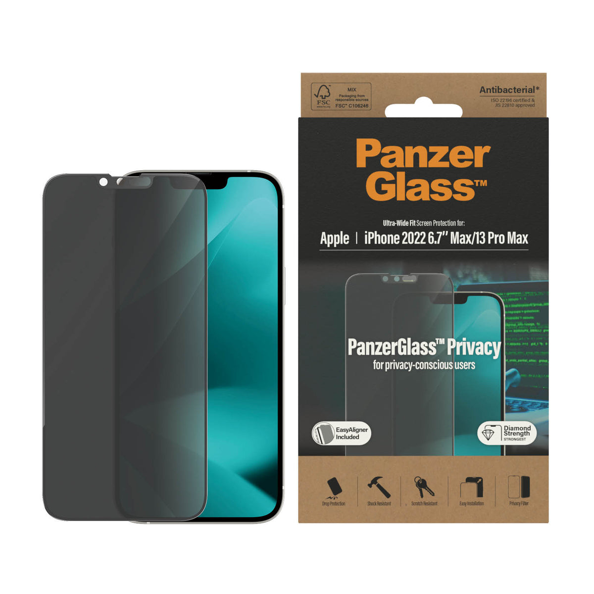 PANZERGLASS iPhone 14 Plus - Ultra-Wide Fit Privacy Screen Protector with Applicator - Clear