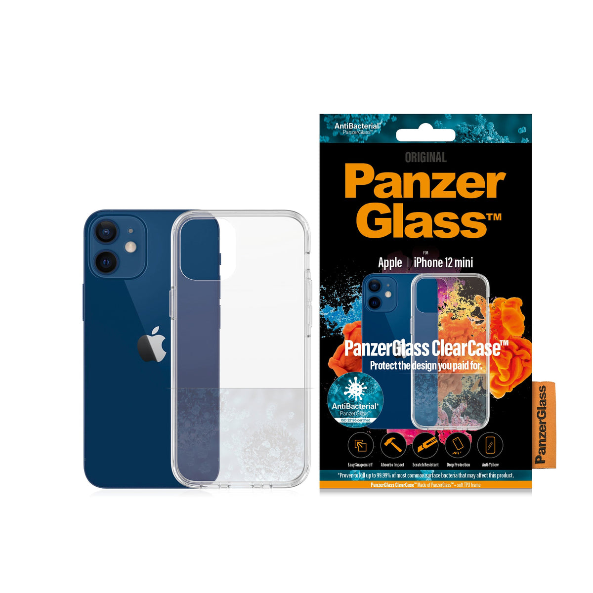 [OPEN BOX] PANZERGLASS iPhone 12 Mini - Clear Case Drop Protection Treated w/Anti-Microbial