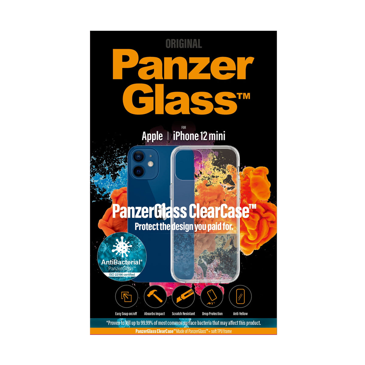 [OPEN BOX] PANZERGLASS iPhone 12 Mini - Clear Case Drop Protection Treated w/Anti-Microbial