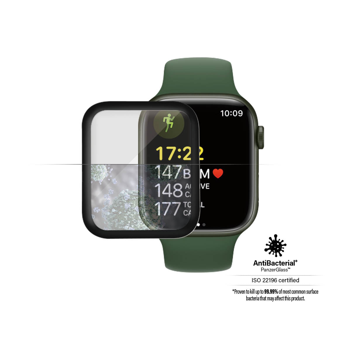 PANZERGLASS Apple Watch Series 7/8 41mm Screen Protector Glass Super Plus - Black Frame - Clear