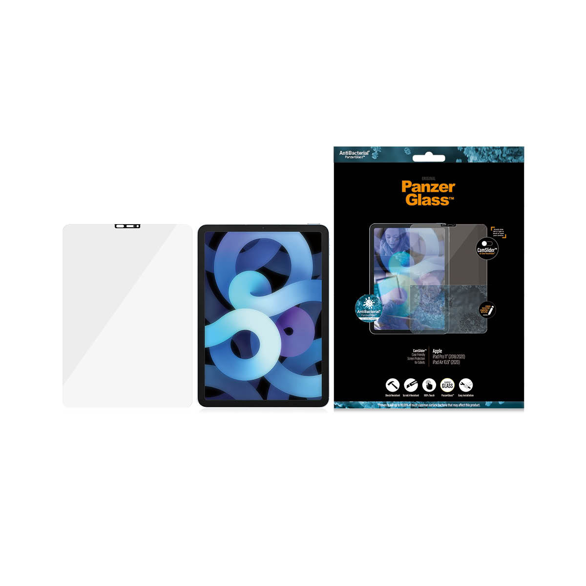 [OPEN BOX] PANZERGLASS iPad Pro 11&quot; 21/20/18 &amp; iPad Air 2020 Screen Protector with Cam Slider - Clear w/ Black Frame