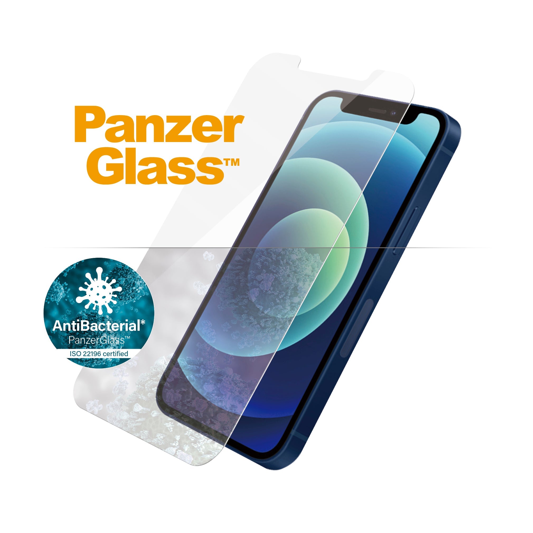 [OPEN BOX] PANZERGLASS iPhone 12 Mini - Standard Fit Tempered Glass Screen Protector w/ Anti-Microbial - Clear