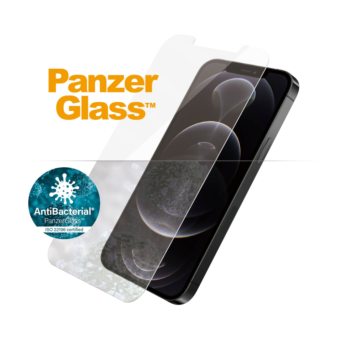 [OPEN BOX] PANZERGLASS iPhone 12/12 Pro - Standard Fit Tempered Glass Screen Protector w/ Anti-Microbial - Clear