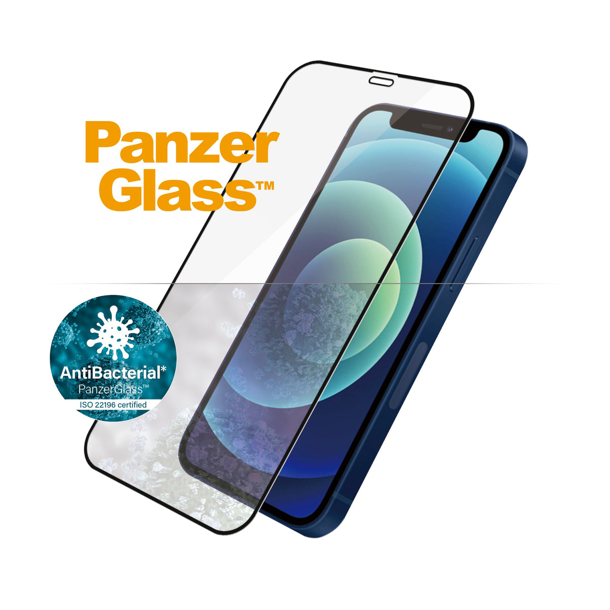 [OPEN BOX] PANZERGLASS iPhone 12 Mini - Edge-to-Edge Black Frame w/ Anti-Microbial Screen Protector - Clear