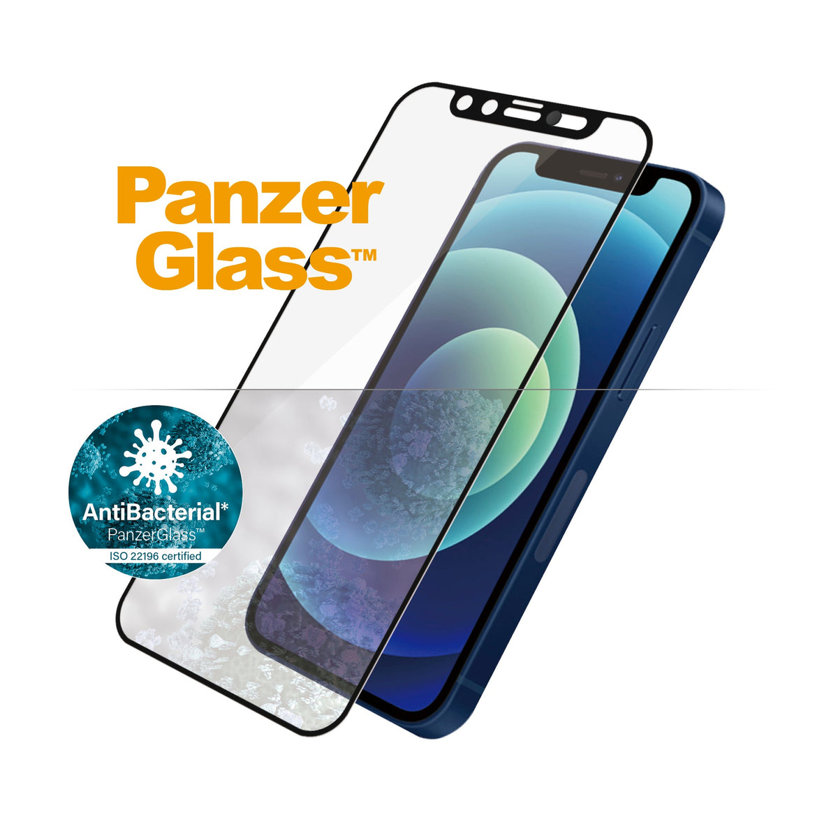 [OPEN BOX] PANZERGLASS iPhone 12 Mini - Cam Slider Black Frame w/ Anti-Microbial Screen Protector - Clear