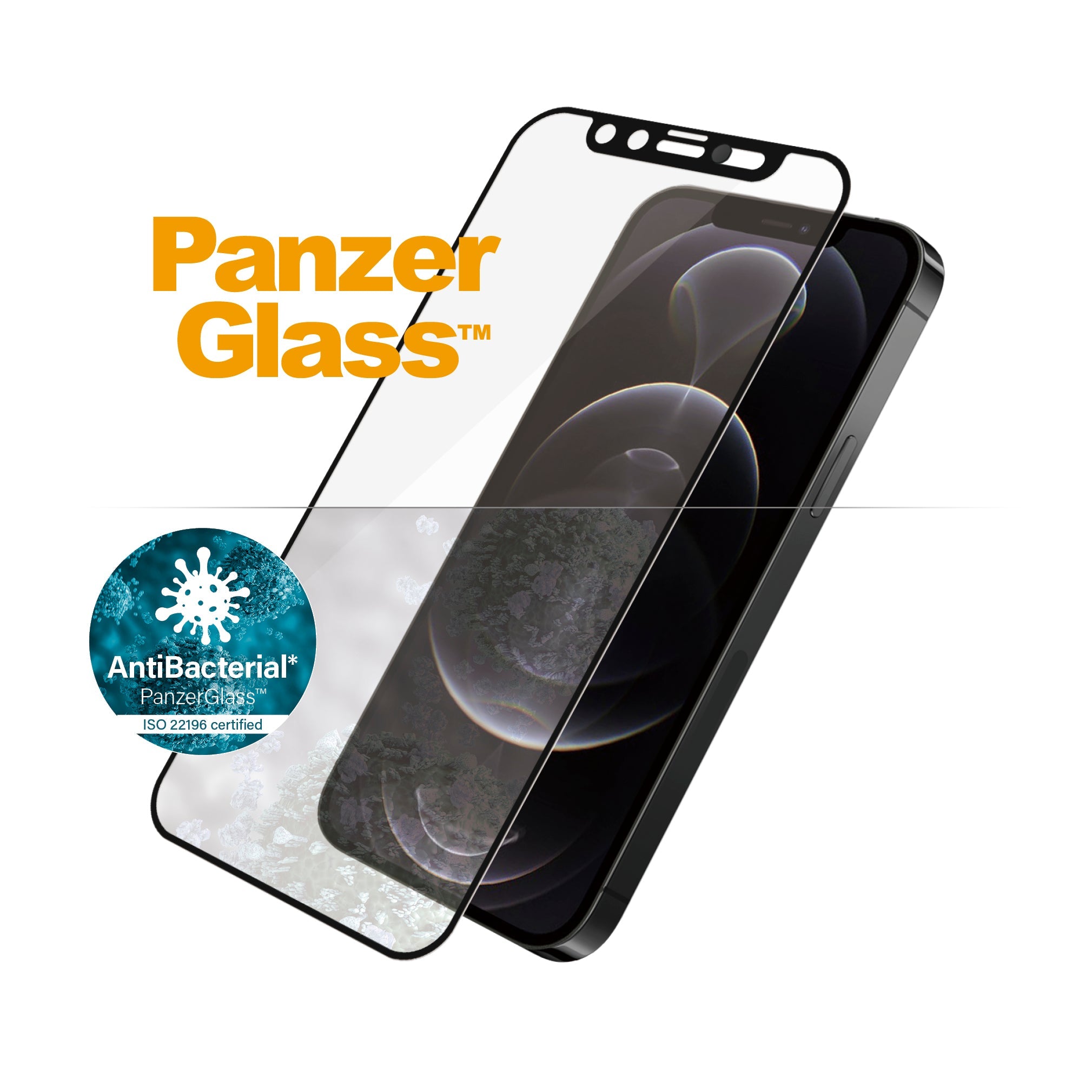 [OPEN BOX] PANZERGLASS iPhone 12/12 Pro - Cam Slider Black Frame w/ Anti-Microbial Screen Protector - Clear
