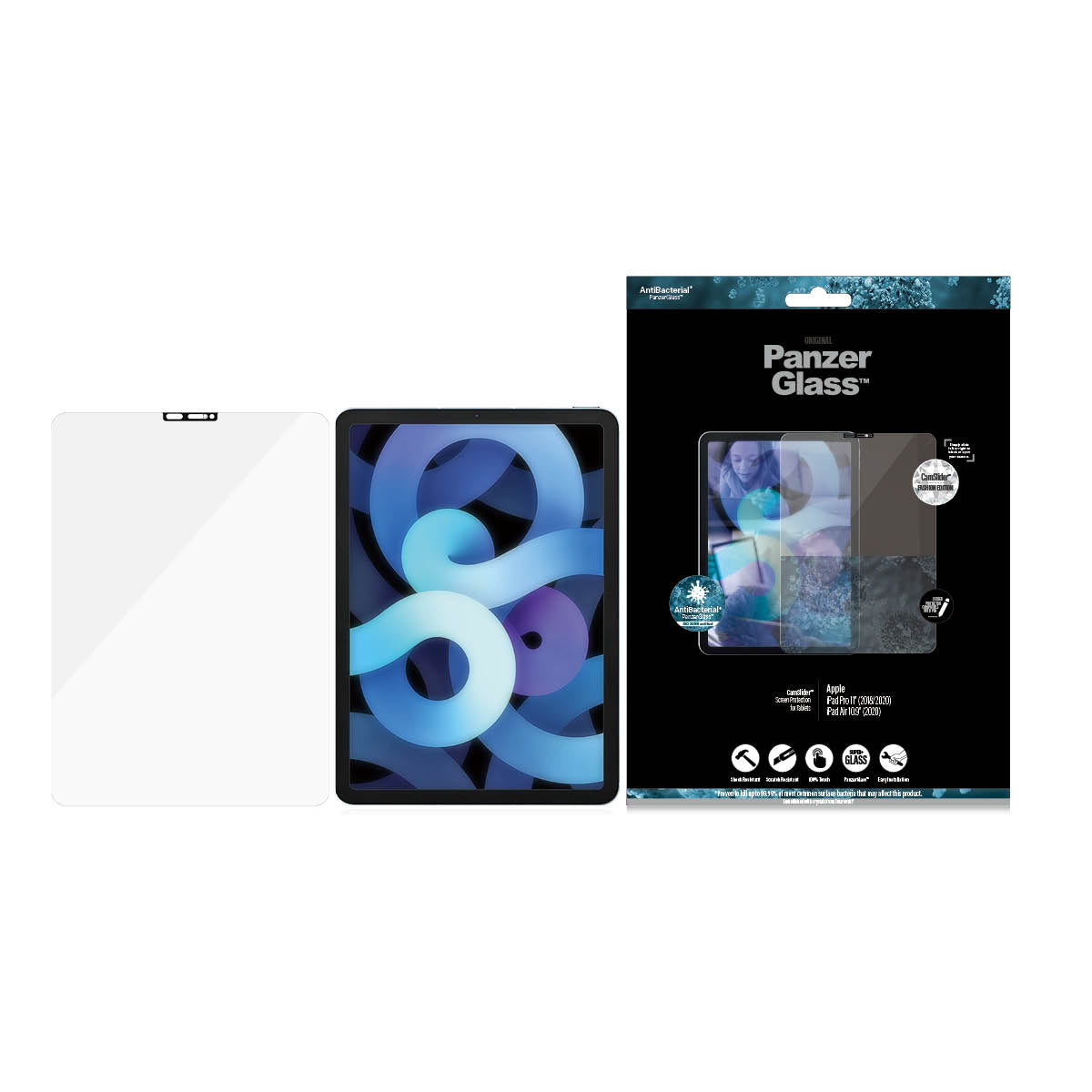 PANZERGLASS iPad Pro 11&quot; 21/20/18 &amp; iPad Air 2020 Screen Protector Cam Slider w/ Real Swarovski Crystal - Clear w/ Black Frame