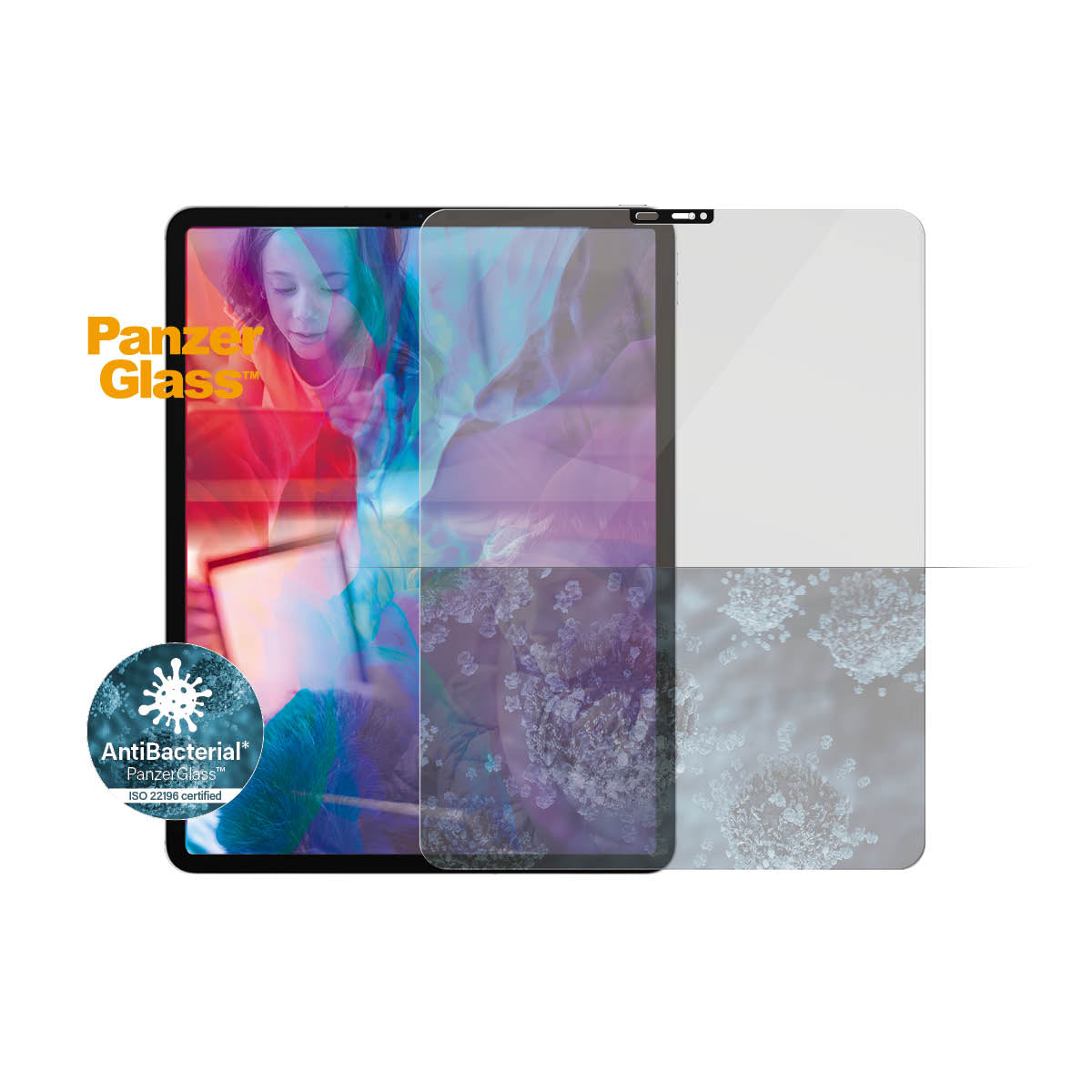 PANZERGLASS iPad Pro 12.9 2021/2020/2018 Screen Protector Cam Slider w/ Real Swarovski Crystal - Clear w/ Black Frame